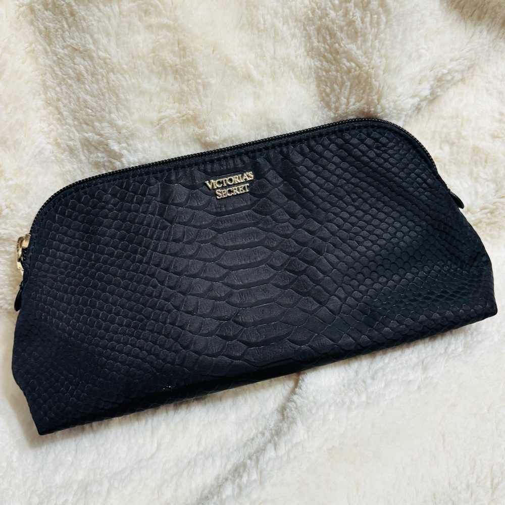 New Victoria's Secret Black Snakeskin Cosmetic Bag